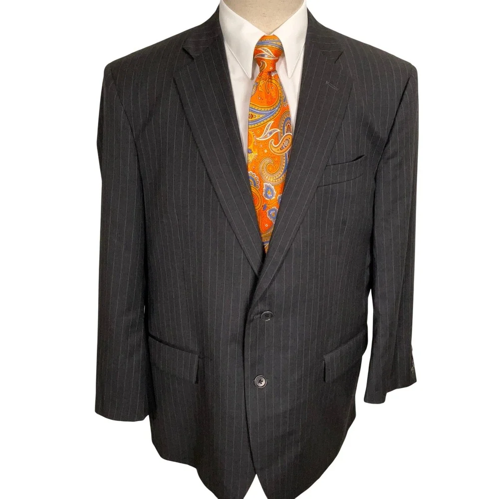 Brooks Brothers Blazer Mens 45R Gray Pinstripe 1818 Madison Estrato Italy VTG
